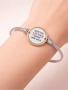 Luca + Danni “Love You To The Moon & Back” Bangle | Two-Tone Bracelet